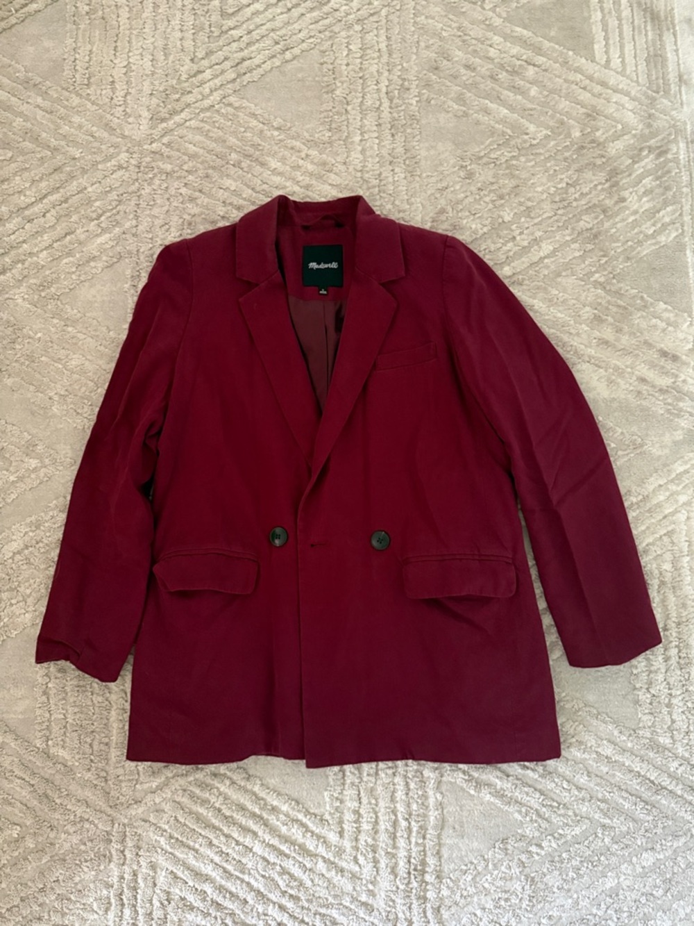Madewell Wine-Colored Double-Breasted Blazer